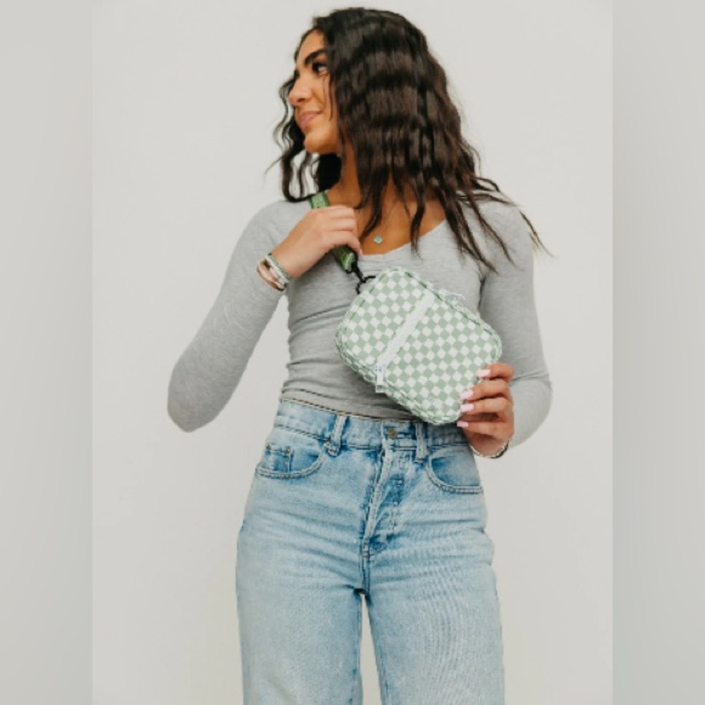 Brixley Green Checkered Crossbody Sling - Picture 6 of 11